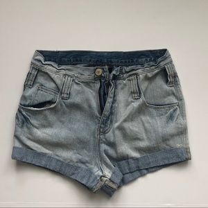High waisted jean shorts